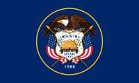 Utah state flag. Search for reverse mortgage lenders and counselors in Utah.